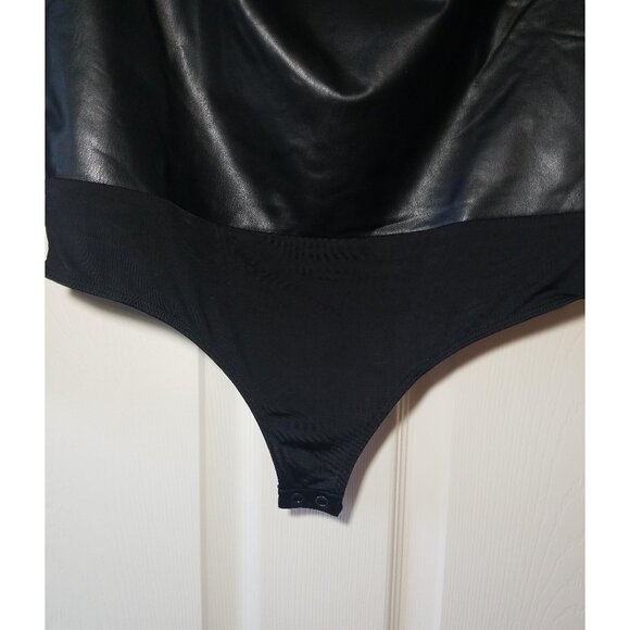 Express Body Contour Faux Leather High Neck Bodysuit, Brand Express - Picture 2 of 6